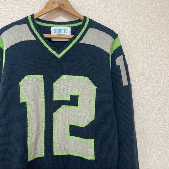 Tribute Seattle Seahawks Blue & Green 12 Sweater Sz XS - Picture 2 of 4